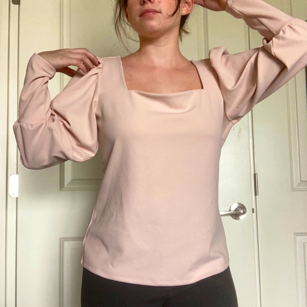 Puff sleeve square neck blouse